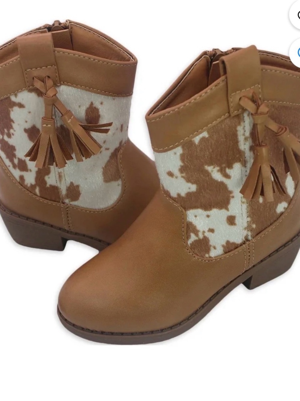 Nicole Miller Brown and White Kids Western Tassel Boots